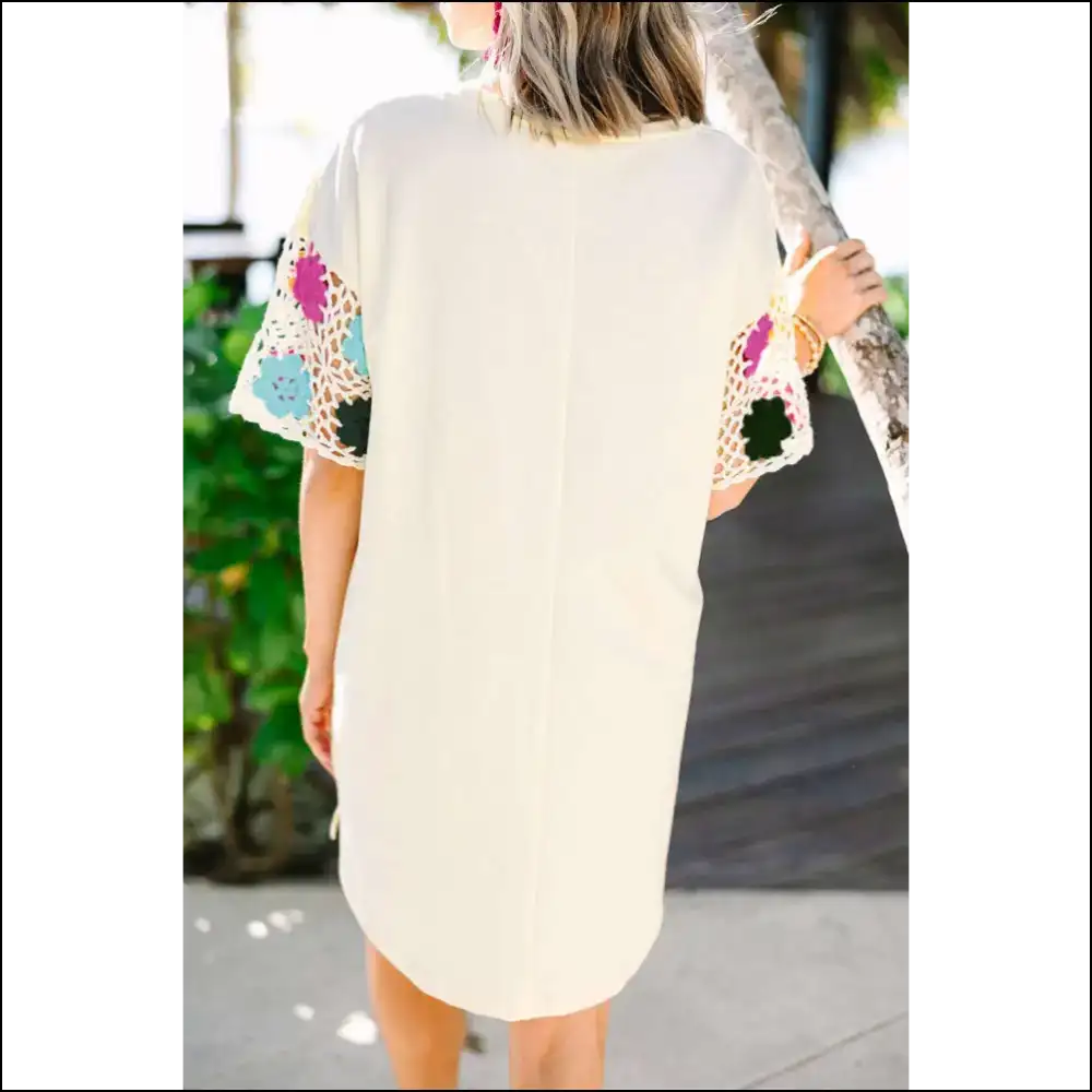 Charming White Floral Crochet Dress: Needful Things’ Cute Emergency 😜 - Short Dresses on Sale Worldwide Shipping
