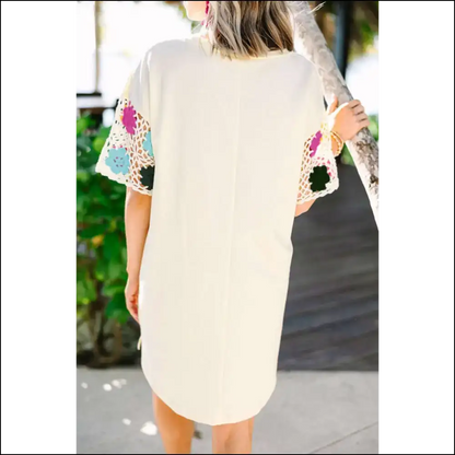 Charming White Floral Crochet Dress: Needful Things’ Cute Emergency 😜 - Short Dresses on Sale Worldwide Shipping