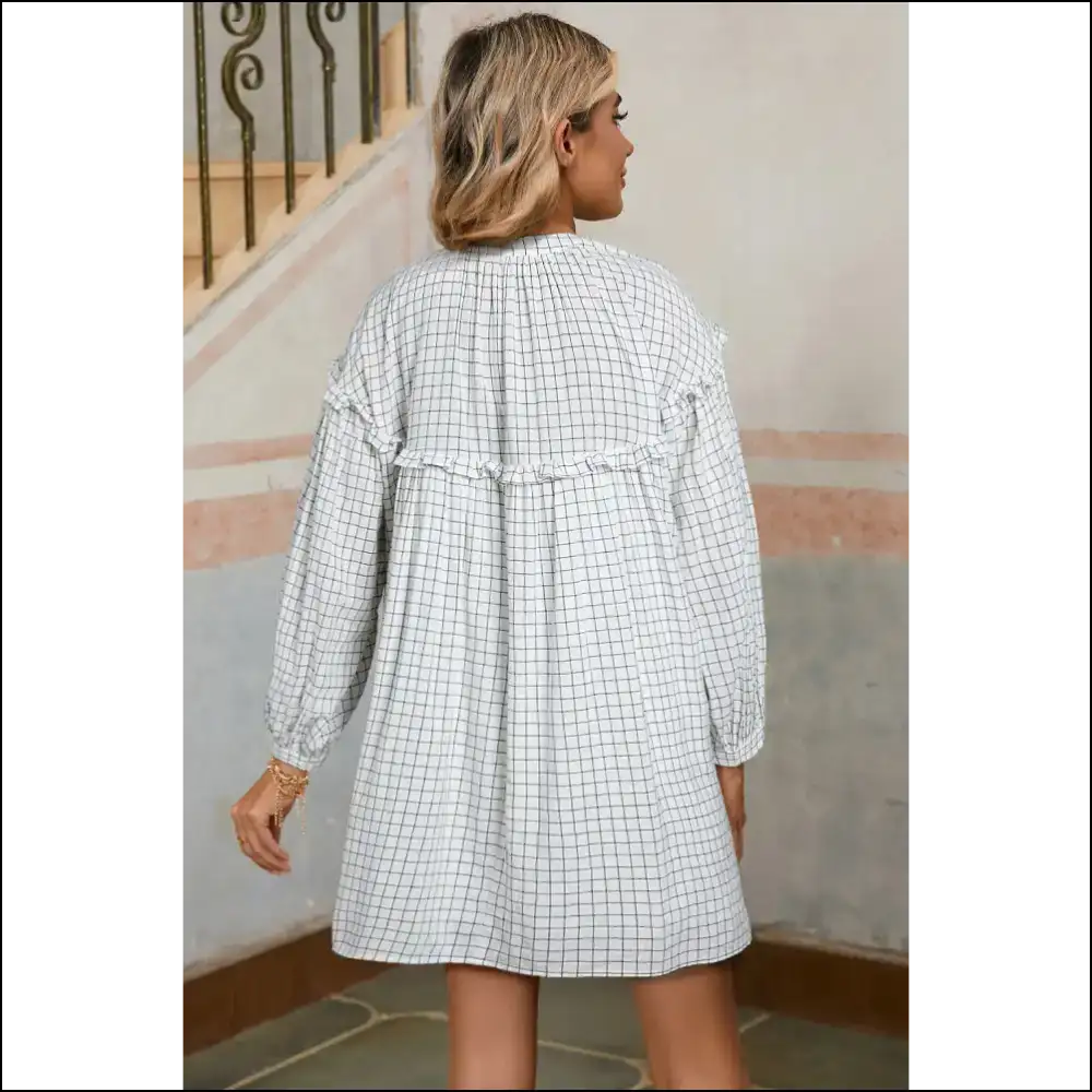 Charming White Plaid Dress: not to Cause Tan Lines (maybe) - Short Dresses on Sale Worldwide Shipping