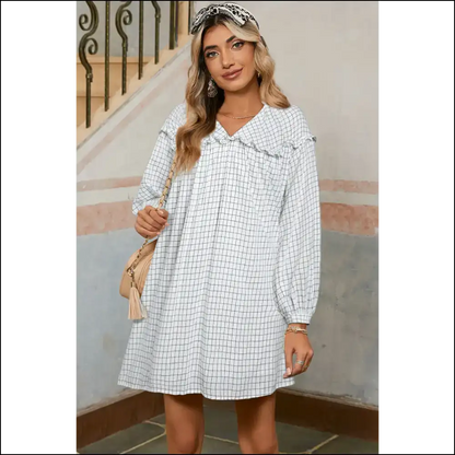 Charming White Plaid Dress: not to Cause Tan Lines (maybe) - Short Dresses on Sale Worldwide Shipping