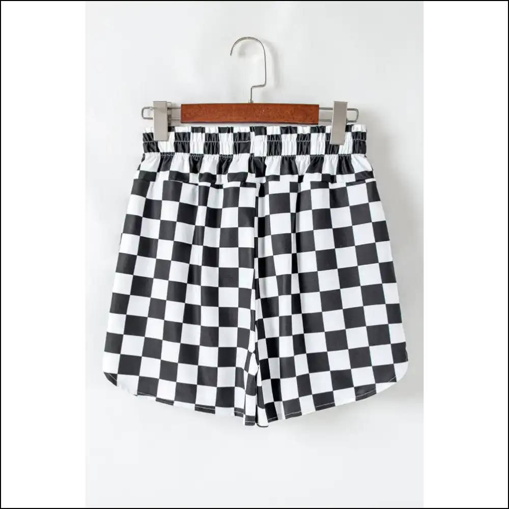 Check Yourself Before you Wreck Black Checkered High Waist Casual Shorts from Needful Things 😎 - on Sale Worldwide Shipping