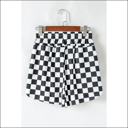 Check Yourself Before you Wreck Black Checkered High Waist Casual Shorts from Needful Things 😎 - on Sale Worldwide Shipping