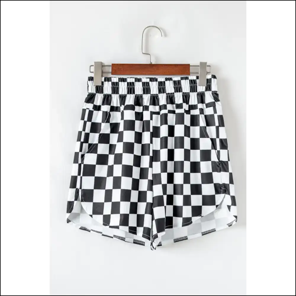 Check Yourself Before you Wreck Black Checkered High Waist Casual Shorts from Needful Things 😎 - on Sale Worldwide Shipping