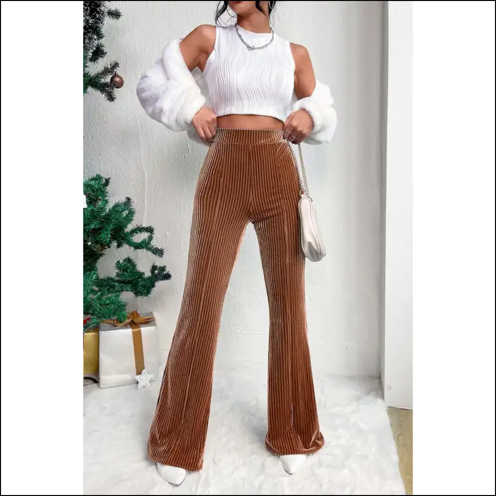 Chestnut High Waist Pants: Corduroy Bootylicious 🌰 - Pants on Sale Worldwide Shipping