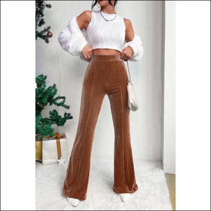 Chestnut High Waist Pants: Corduroy Bootylicious 🌰 - Pants on Sale Worldwide Shipping