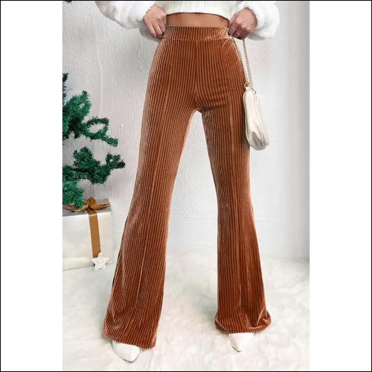 Chestnut High Waist Pants: Corduroy Bootylicious 🌰 - s - Pants on Sale Worldwide Shipping