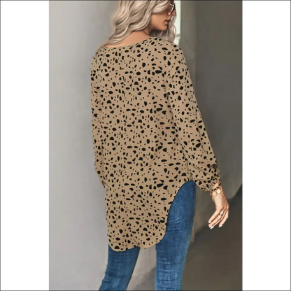 Chic Animal Print V-neck High-low Blouse - Blouses on Sale Worldwide Shipping