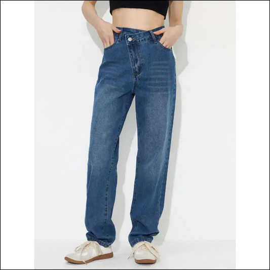 Chic Asymmetric Waist Jeans: Dance Like Nobody’s Watching (just Don’t Trip) 💃 - Blue / l - Jeans on Sale Worldwide Shipping