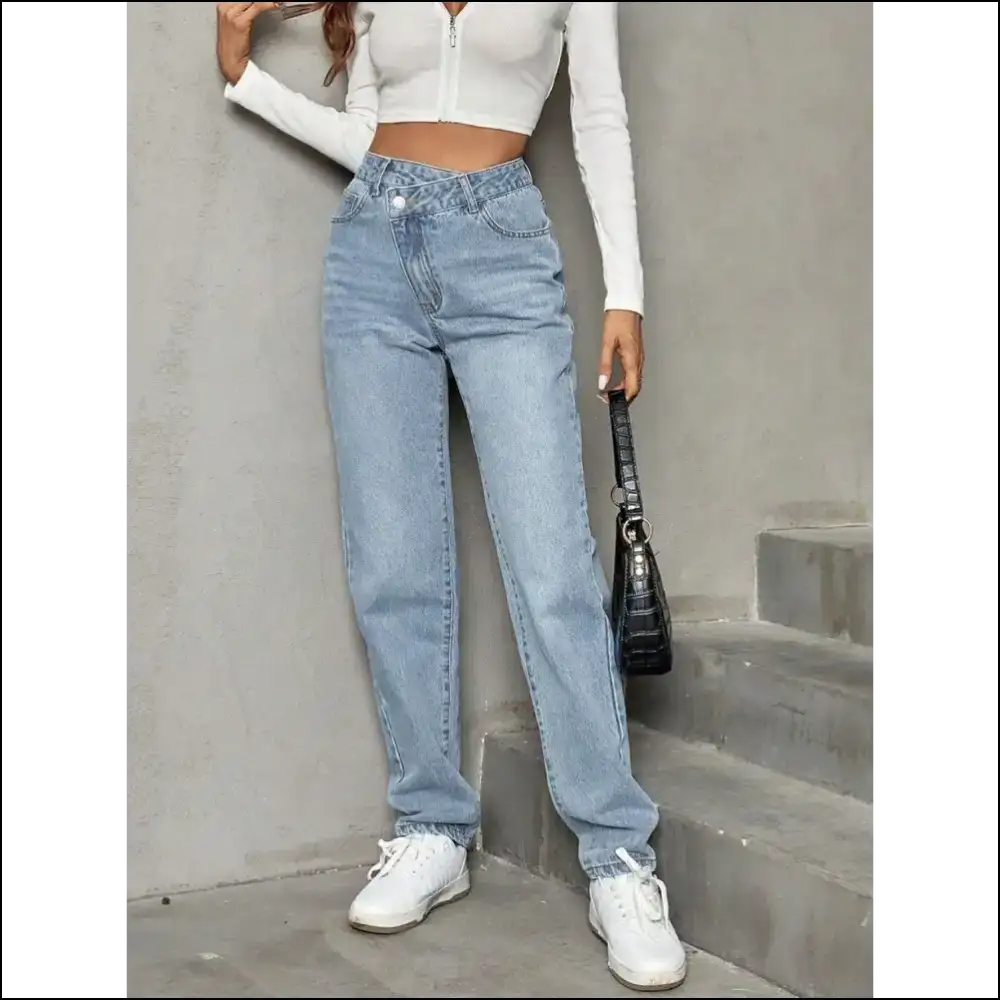Chic Asymmetric Waist Jeans: where Quirky Meets Fabulous Af 💥👖 - Jeans on Sale Worldwide Shipping