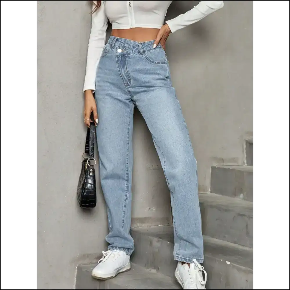 Chic Asymmetric Waist Jeans: where Quirky Meets Fabulous Af 💥👖 - Jeans on Sale Worldwide Shipping