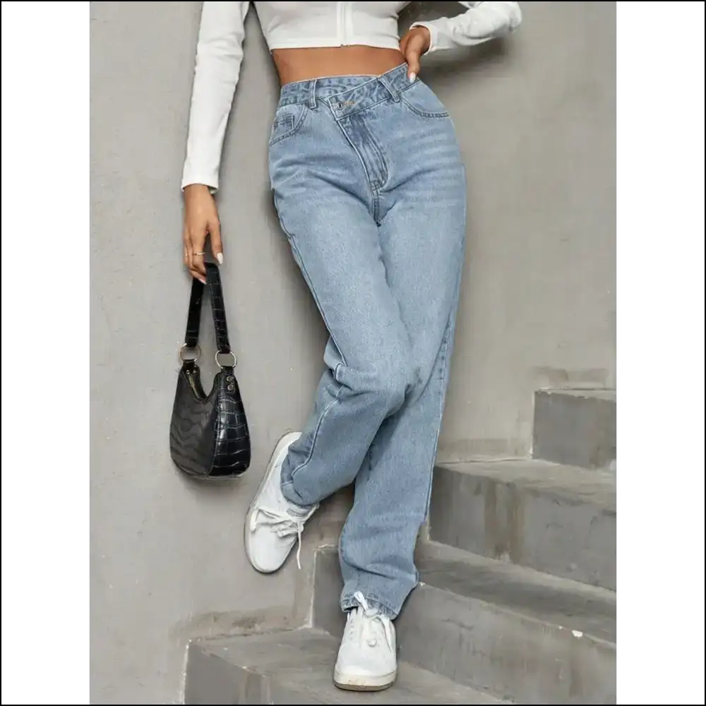 Chic Asymmetric Waist Jeans: where Quirky Meets Fabulous Af 💥👖 - Jeans on Sale Worldwide Shipping