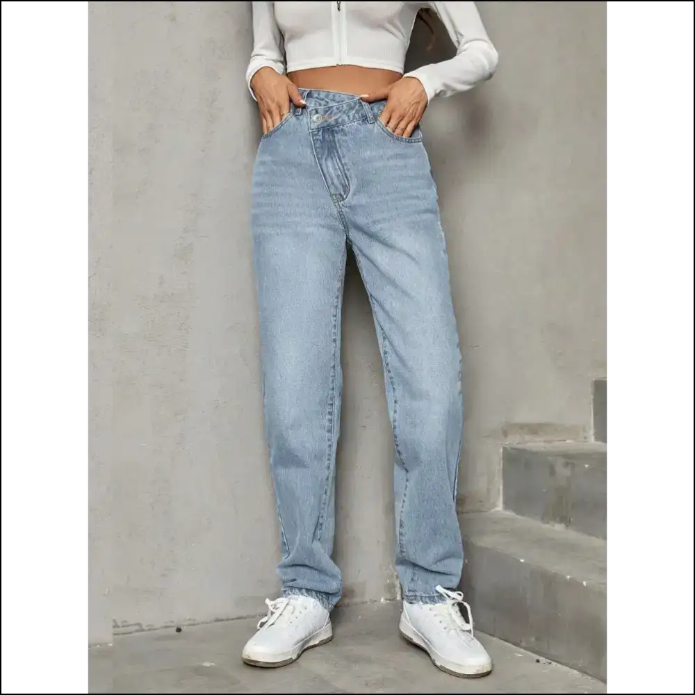 Chic Asymmetric Waist Jeans: where Quirky Meets Fabulous Af 💥👖 - Jeans on Sale Worldwide Shipping