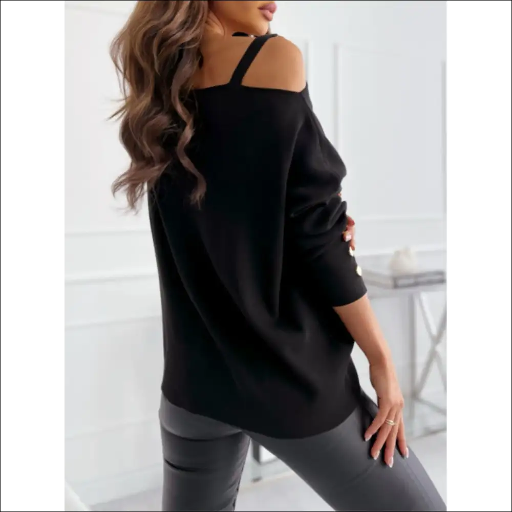 Chic Asymmetrical Neck Buttoned Top - Blouses on Sale Worldwide Shipping