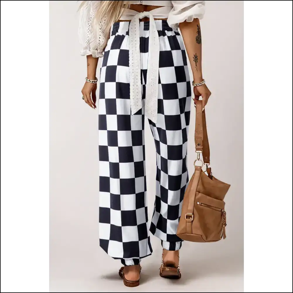 Chic Black Checkerboard Joggers: Pants so Good It’s Scary 🖤 - on Sale Worldwide Shipping