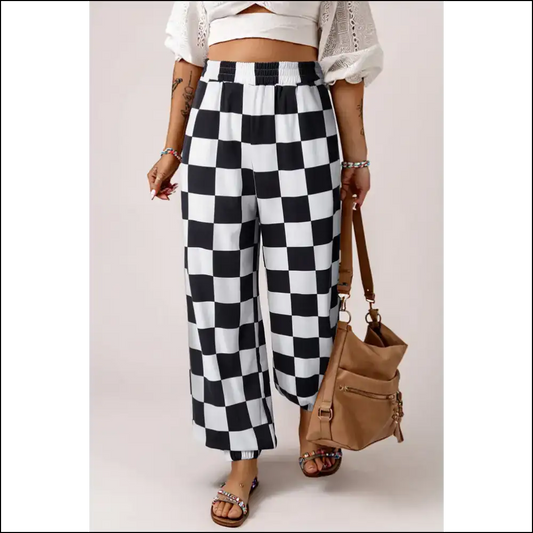 Chic Black Checkerboard Joggers: Pants so Good It’s Scary 🖤 - s - on Sale Worldwide Shipping