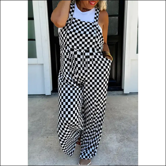 Chic Black Checkered Overalls: Needful Things Style! - s - Jumpsuits & Rompers on Sale Worldwide Shipping