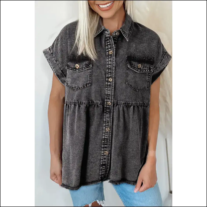 Chic Black Denim: so it Hurts (but in a Good Way from Needful Things 🖤) - s - Blouses on Sale Worldwide Shipping