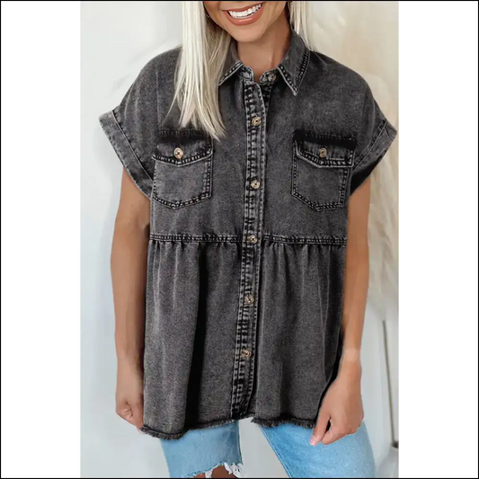 Chic Black Denim: so it Hurts (but in a Good Way from Needful Things 🖤) - s - Blouses on Sale Worldwide Shipping