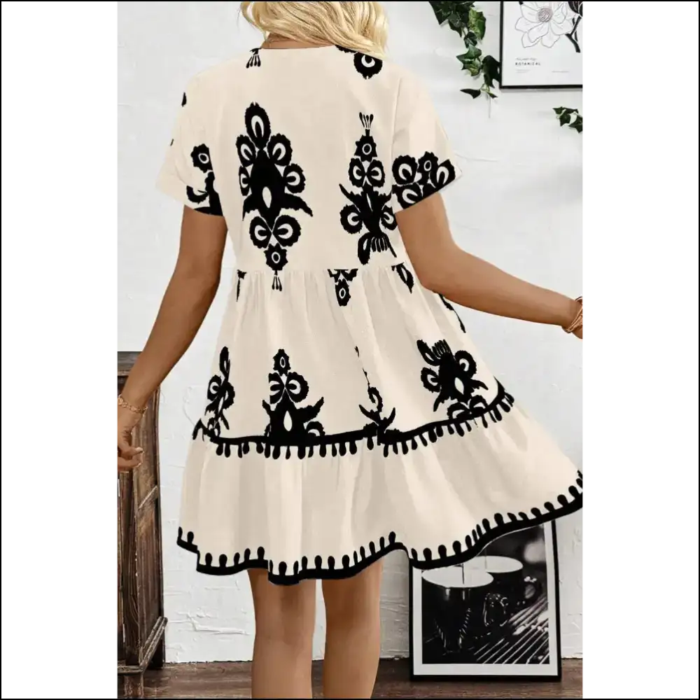 Chic Black Geometric v Neck High Waist Dress: Instant Goddess 🖤 Needful Things - Short Dresses on Sale Worldwide Shipping