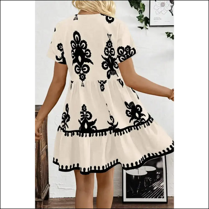 Chic Black Geometric v Neck High Waist Dress: Instant Goddess 🖤 Needful Things - Short Dresses on Sale Worldwide Shipping
