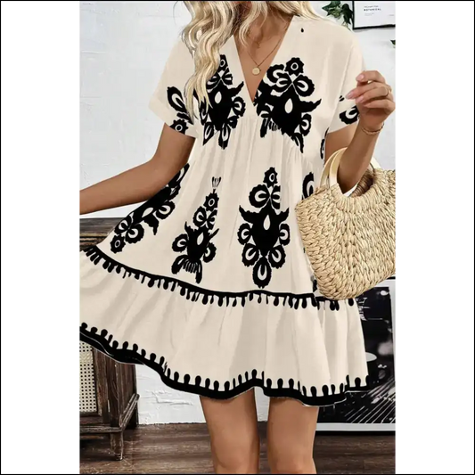 Chic Black Geometric v Neck High Waist Dress: Instant Goddess 🖤 Needful Things - s - Short Dresses on Sale Worldwide Shipping