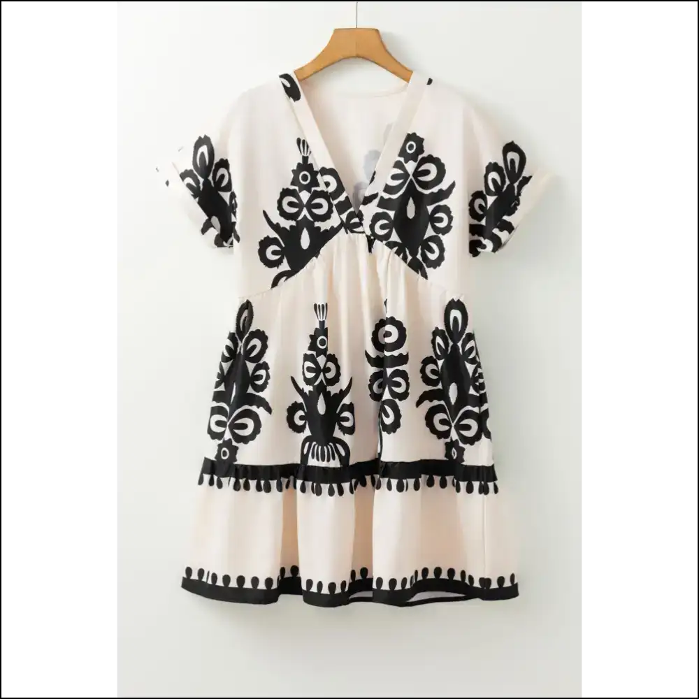 Chic Black Geometric v Neck High Waist Dress: Instant Goddess 🖤 Needful Things - Short Dresses on Sale Worldwide Shipping