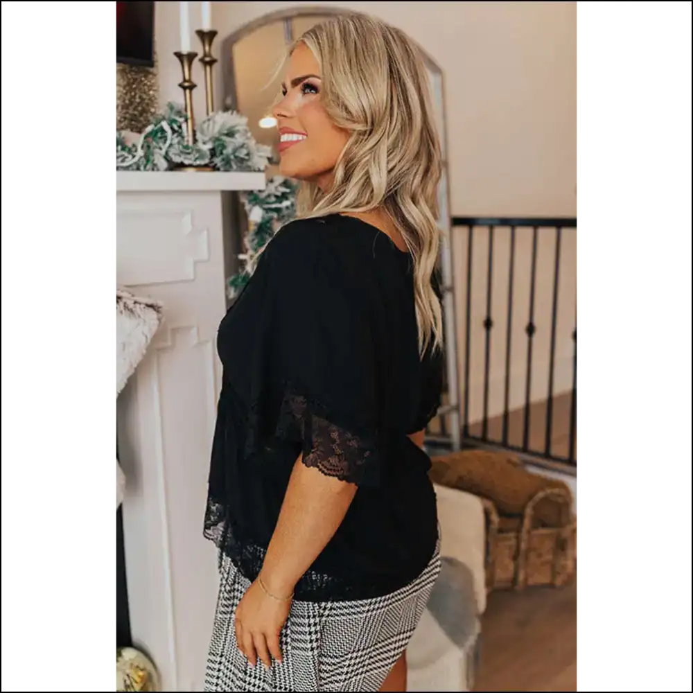 Chic Black Lace: Needful Things Top - Confidence! 🖤💀 - Plus Size Tops on Sale Worldwide Shipping