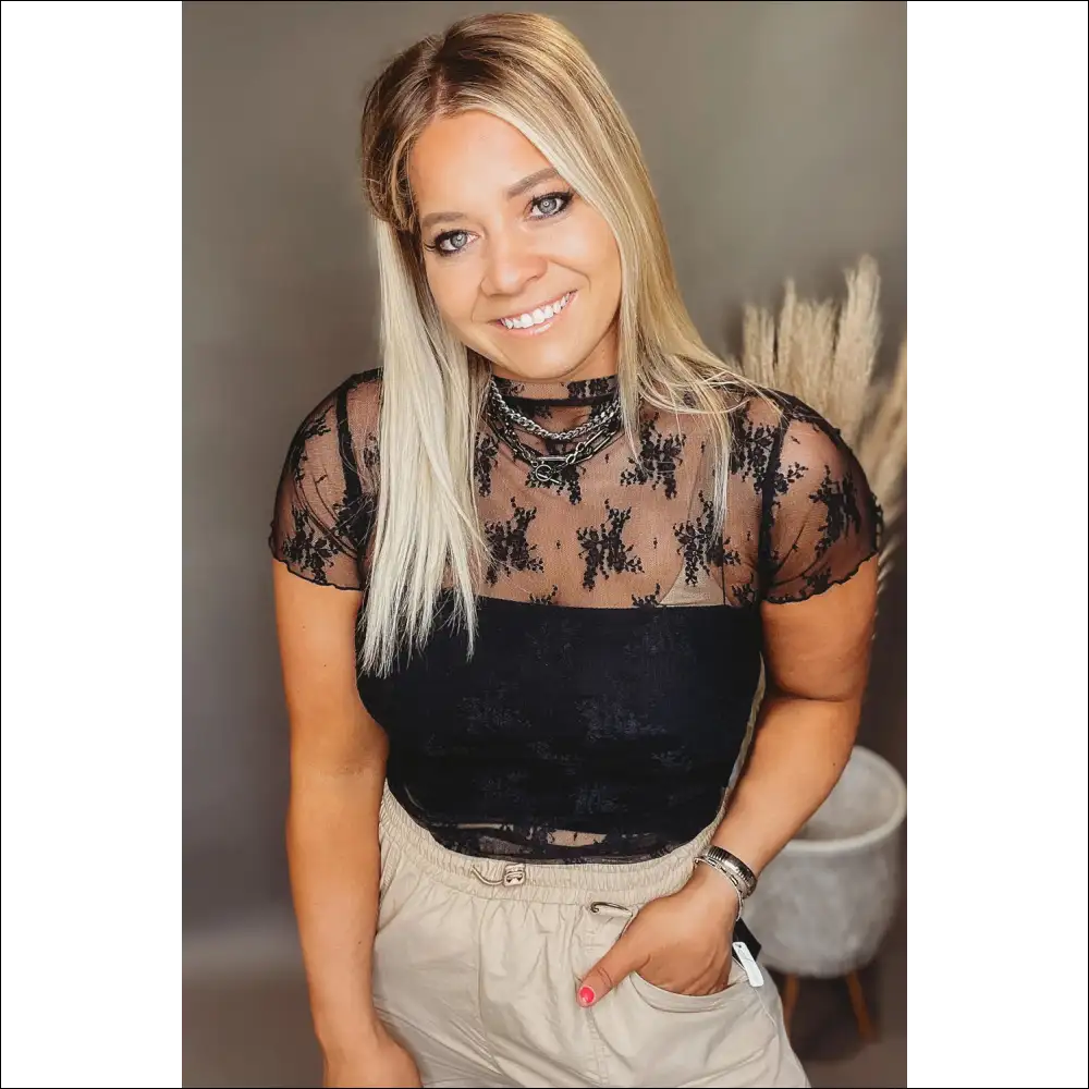 Chic Black Lace Sheer Blouse for Plus Size Women - Tops on Sale Worldwide Shipping