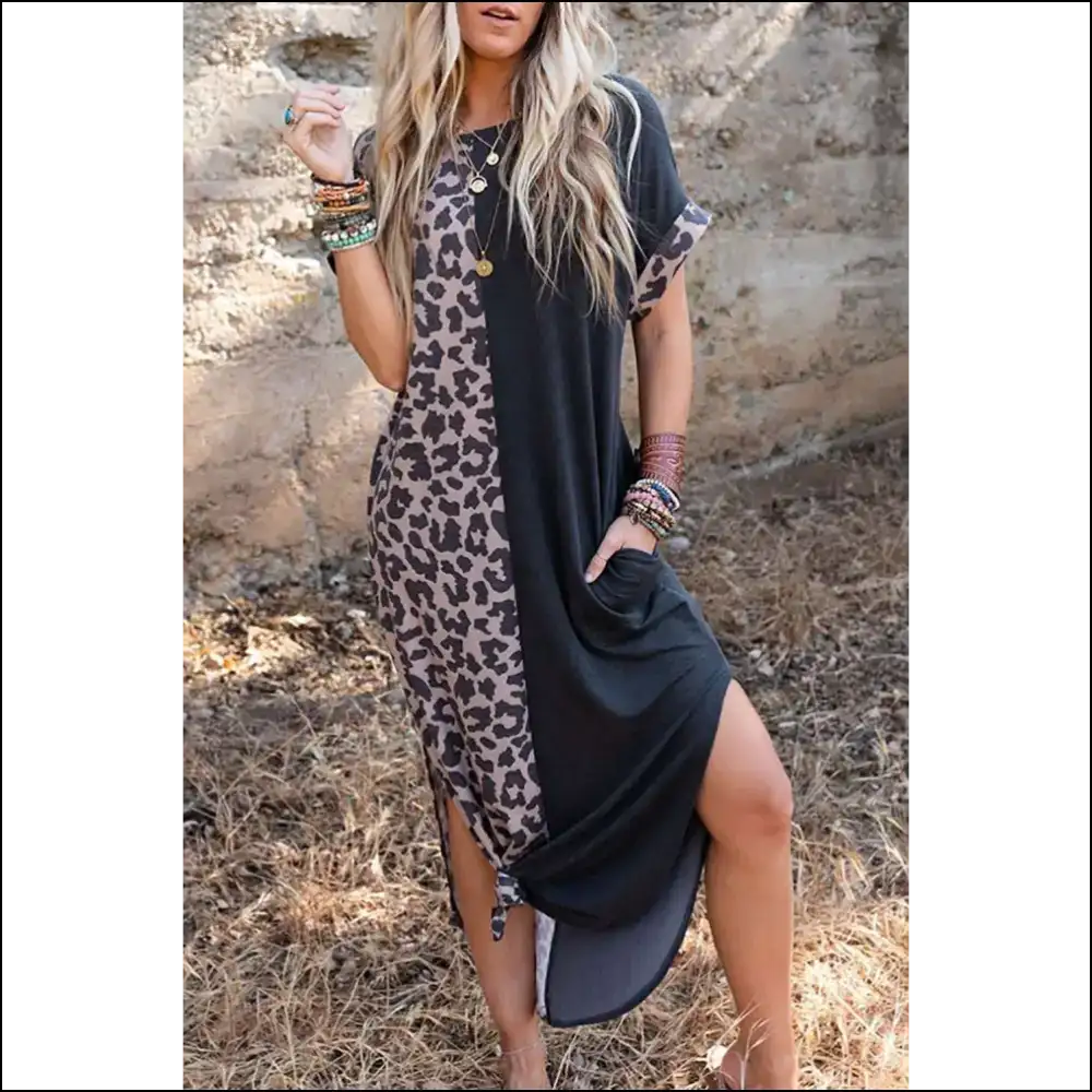 Chic Black Leopard Dress: Hugs & Hilarity 🐆 Needful Things - s - Midi Dresses on Sale Worldwide Shipping