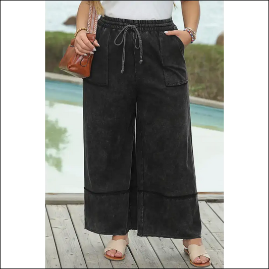 Chic Black Mineral Wash Cropped Pants: Because Adulting is Hard 🖤👖 Needful Things - 1x - Jeans on Sale Worldwide Shipping