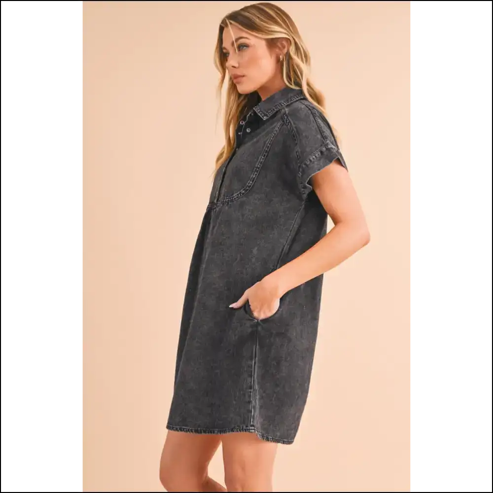Chic Black Mini Denim Dress: Darling! 😈 Needful Things Approved - Short Dresses on Sale Worldwide Shipping
