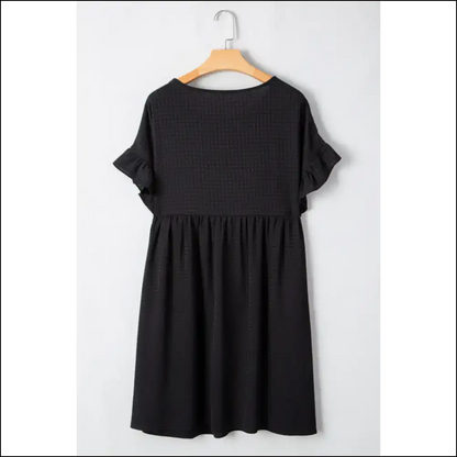 Chic Black Ruffle Sleeve: Dress so Good It’s Practically Needful Things 🖤 - Plus Size Dresses on Sale Worldwide Shipping