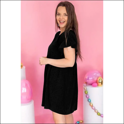 Chic Black Ruffle Sleeve: Dress so Good It’s Practically Needful Things 🖤 - Plus Size Dresses on Sale Worldwide Shipping