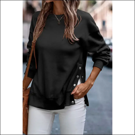 Chic Black Snap Sweatshirt: Finally Fashionably Functional! 🖤 Needful Things Approved - s - Sweatshirts & Hoodies on Sale Worldwide Shipping