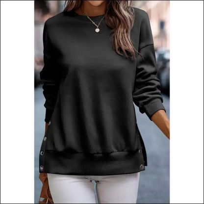 Chic Black Snap Sweatshirt: Finally Fashionably Functional! 🖤 Needful Things Approved - Sweatshirts & Hoodies on Sale Worldwide Shipping
