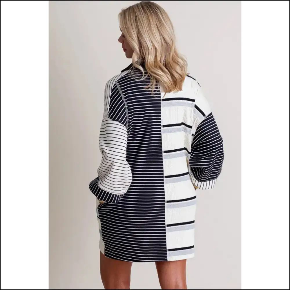 Chic Black Stripe Mini Dress: Confidence! (needful Things) 🖤 - Short Dresses on Sale Worldwide Shipping