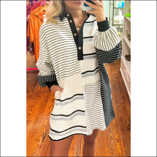 Chic Black Stripe Mini Dress: Confidence! (needful Things) 🖤 - s - Short Dresses on Sale Worldwide Shipping
