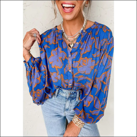 Chic Blue Floral Batwing: Unleash your Inner Goddess 💙 Needful Things - s - Blouses on Sale Worldwide Shipping