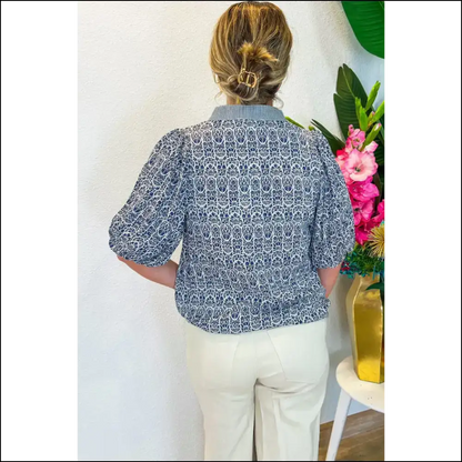 Chic Blue Floral Blouse Instant Wardrobe Win - Blouses on Sale Worldwide Shipping