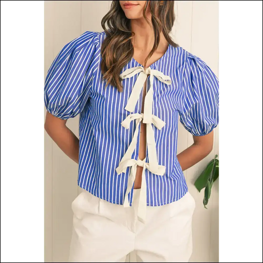 Chic Blue Stripe Blouse: so Cute It’s Practically Illegal 💙 Needful Things - s - Blouses on Sale Worldwide Shipping