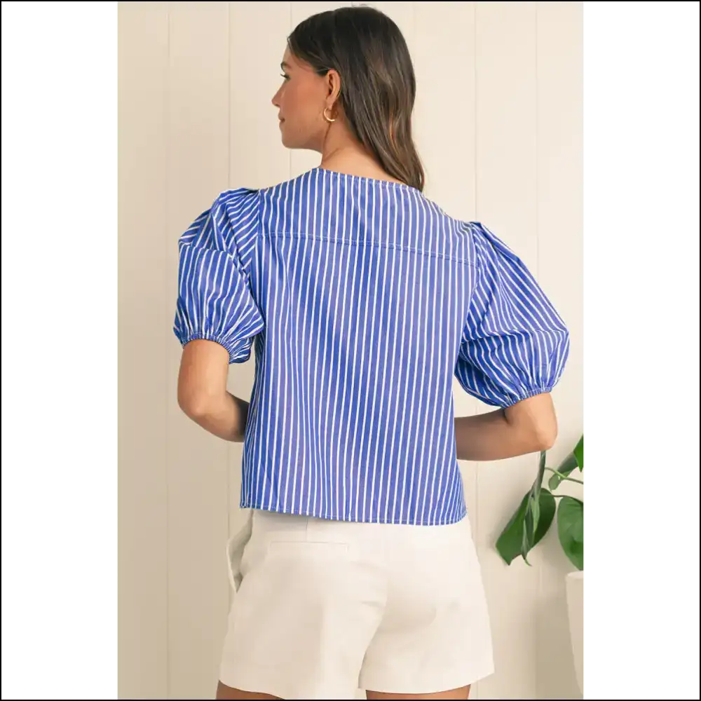 Chic Blue Stripe Blouse: so Cute It’s Practically Illegal 💙 Needful Things - Blouses on Sale Worldwide Shipping