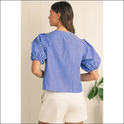 Chic Blue Stripe Blouse: so Cute It’s Practically Illegal 💙 Needful Things - Blouses on Sale Worldwide Shipping