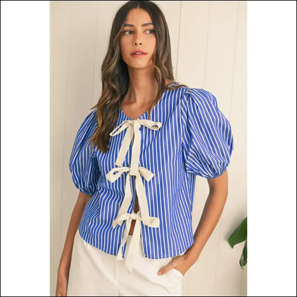 Chic Blue Stripe Blouse: so Cute It’s Practically Illegal 💙 Needful Things - Blouses on Sale Worldwide Shipping