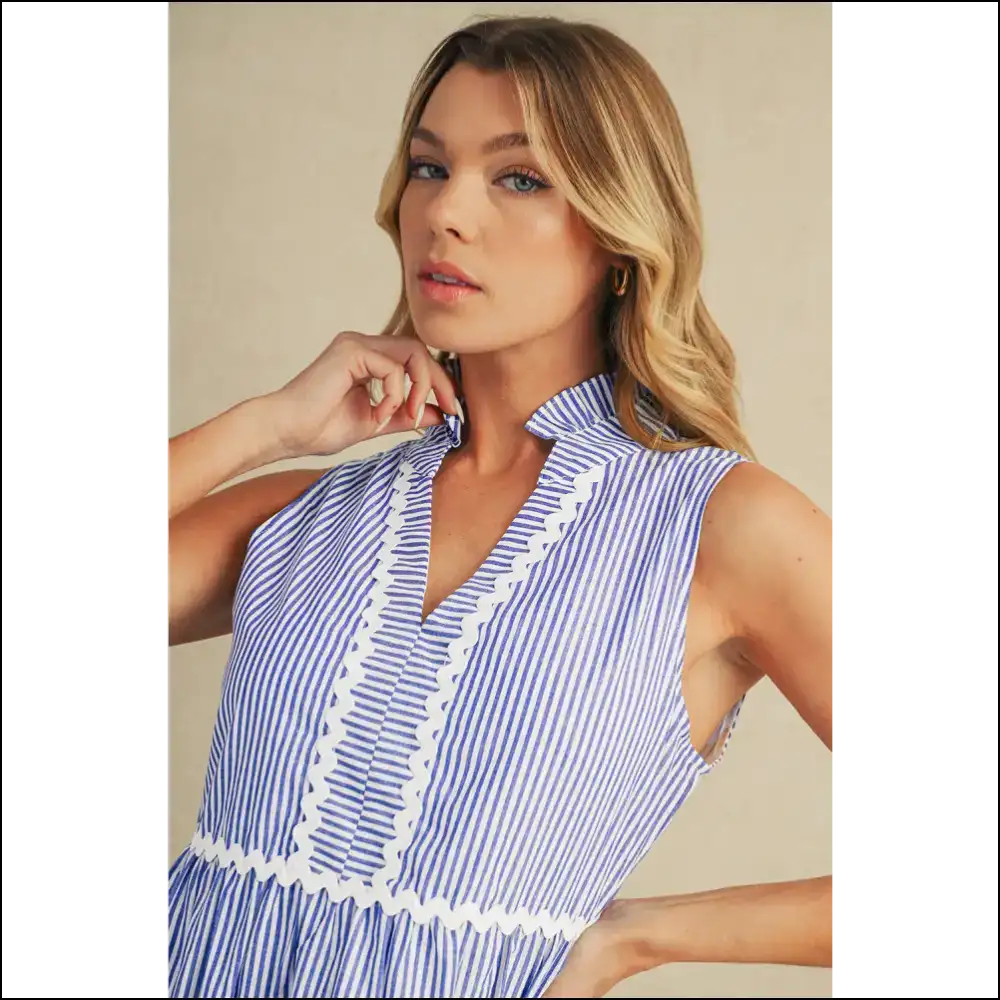 Chic Blue Stripe Mini Dress: Fashionista 💙 (needful Things) - Short Dresses on Sale Worldwide Shipping