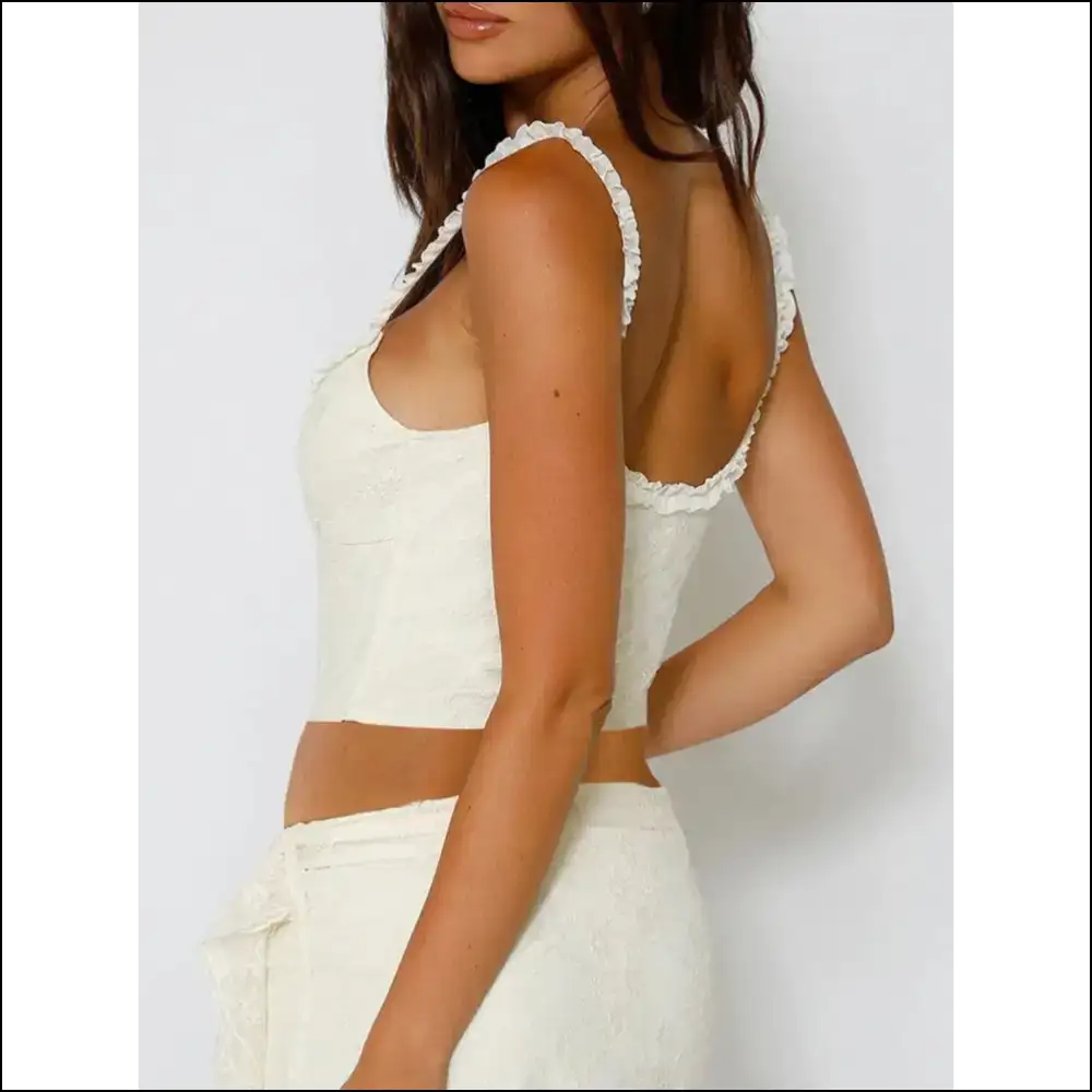 Chic Bow Frill Lace Cami - Tank Tops on Sale Worldwide Shipping