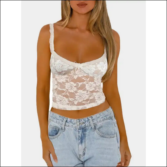 Chic Bow Lace Cami - Cream / s - Tank Tops on Sale Worldwide Shipping
