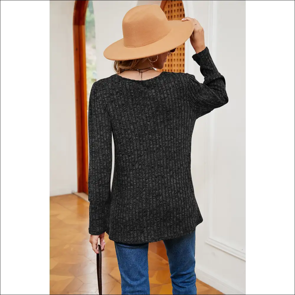 Chic Button Slit Square Neck Top - Blouses on Sale Worldwide Shipping