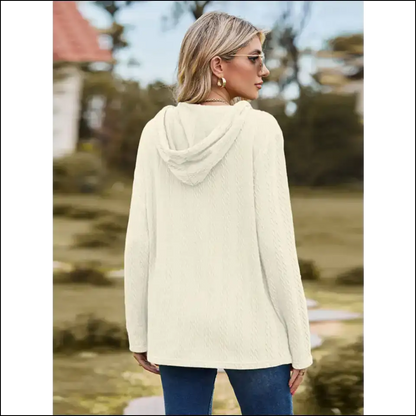 Chic Cable-knit Hooded Blouse - Blouses on Sale Worldwide Shipping