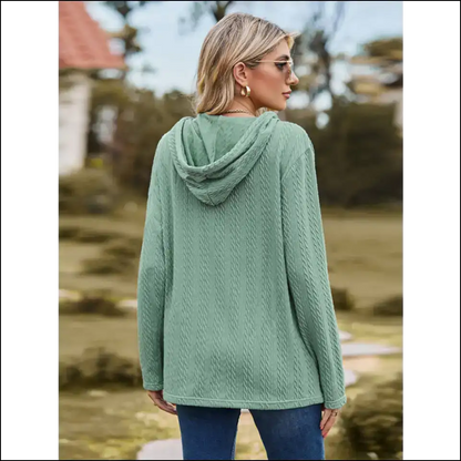 Chic Cable-knit Hooded Blouse - Blouses on Sale Worldwide Shipping