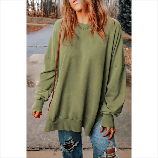 Chic Casual Dropped Shoulder Blouse - Sage / s - Sweatshirts & Hoodies on Sale Worldwide Shipping